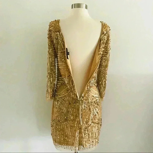 Aidan Mattox Sequin Long Sleeve Party Dress Sz 6 - Picture 7 of 11
